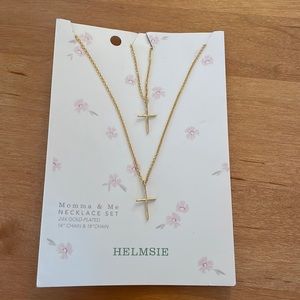 Helmsie Momma & Me Cross Necklace Set